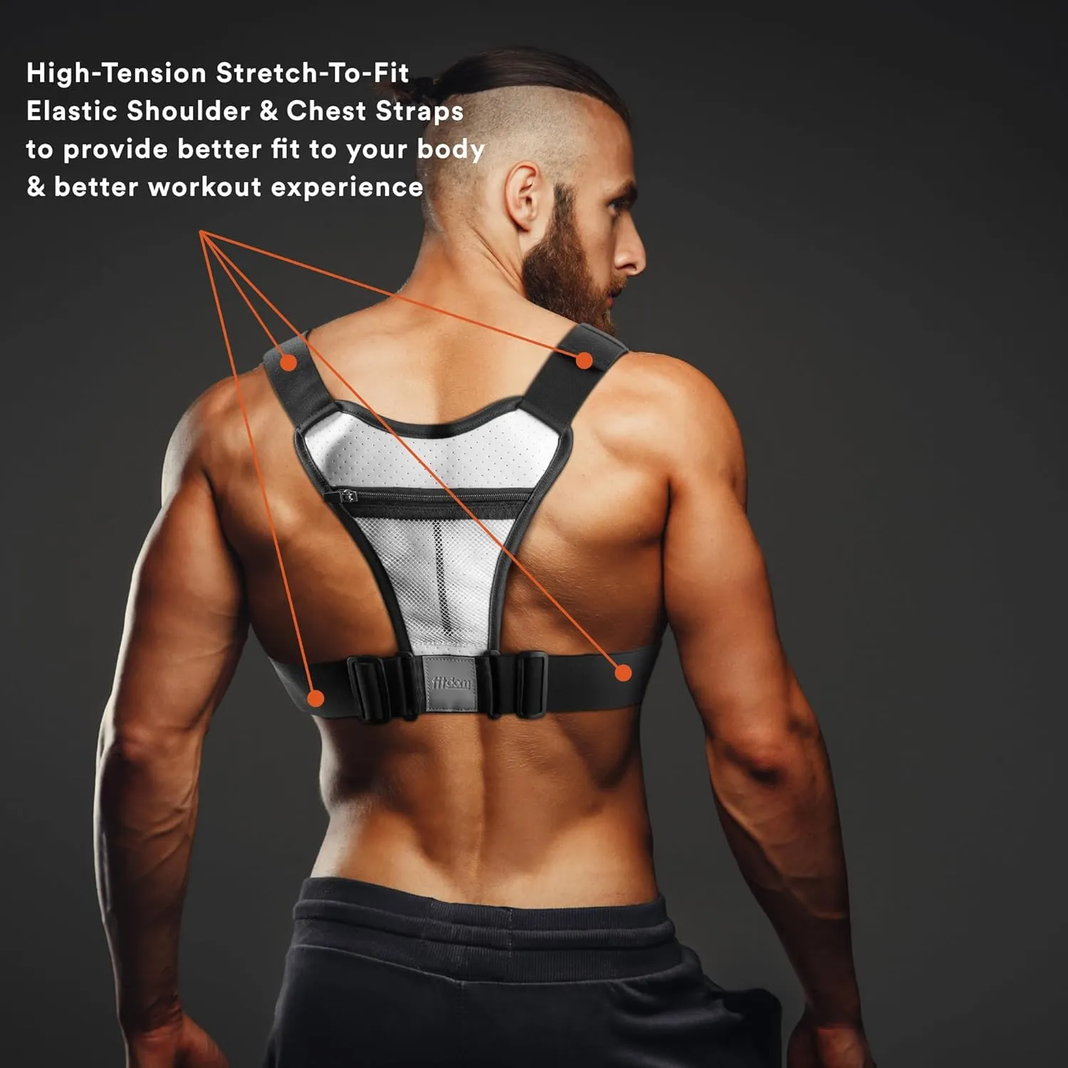 Fitdom Tactical Inspired Sports Utility Chest Pack. Chest Bag For Men With Built-In Phone Holder. This EDC Rig Pouch Vest is Perfect For Workouts, Cycling & Hiking