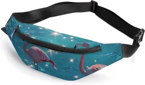 Flamingos on The Lake Crossbody Fanny Pack Waist Packs Adjustable Shoulder Bags Sling Bag for Hiking Running Cycling