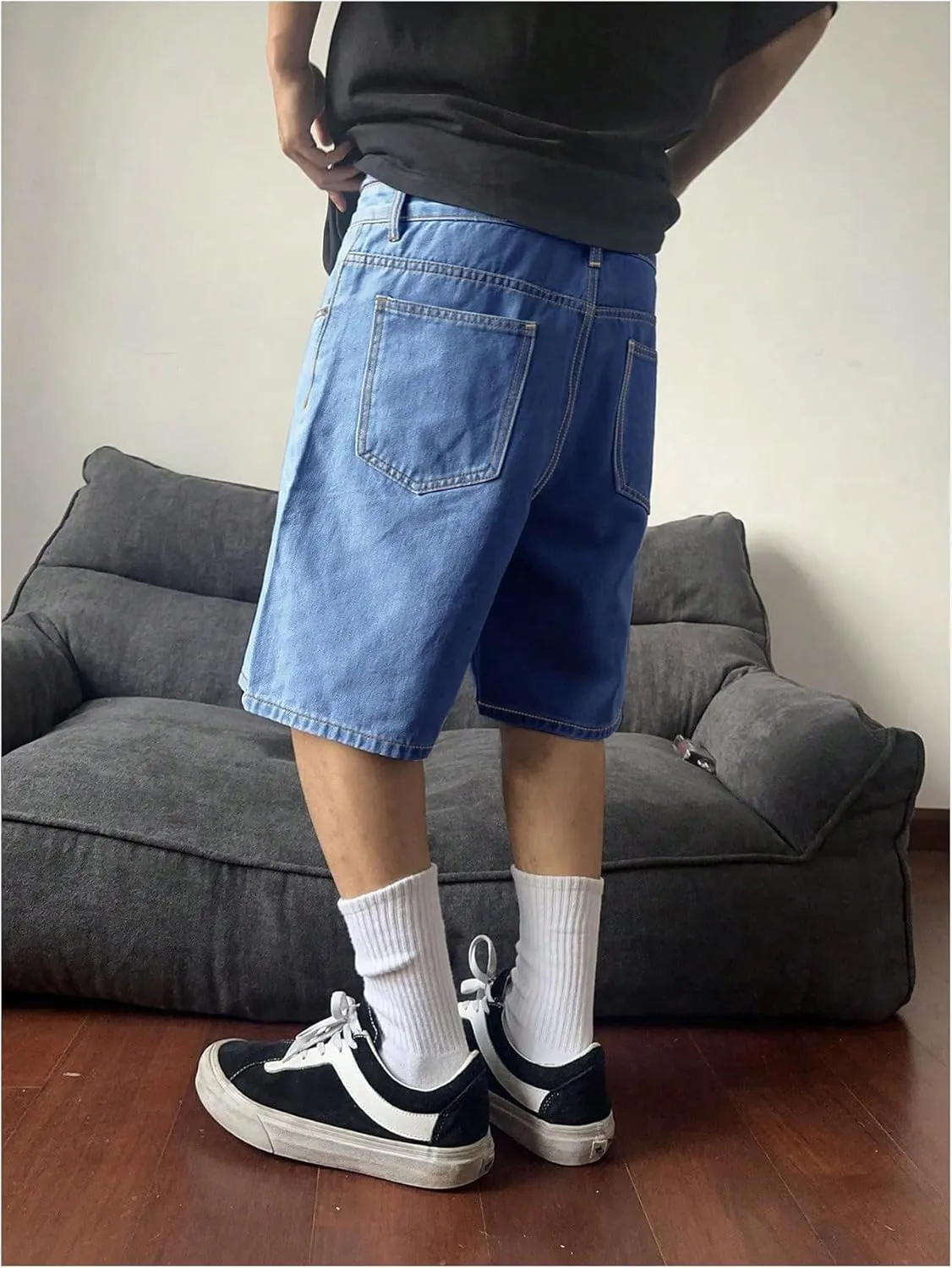 Floerns Men's Baggy Jean Shorts Wide Leg Hip Hop Skateboard Denim Shorts