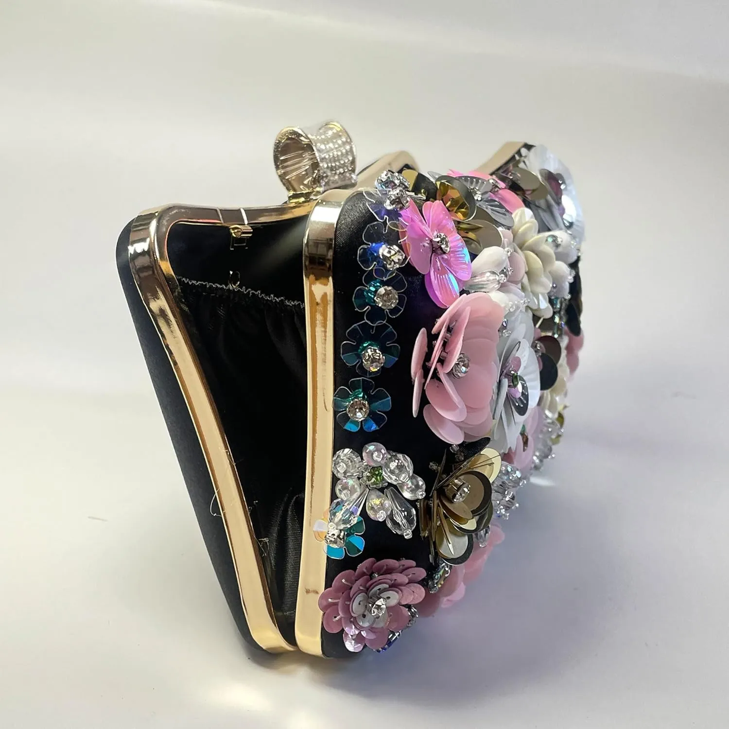 Flower Clutch Purse for Women- Elegant Evening Bag for Wedding Brides & Party, Beaded Formal Wristlet Purses
