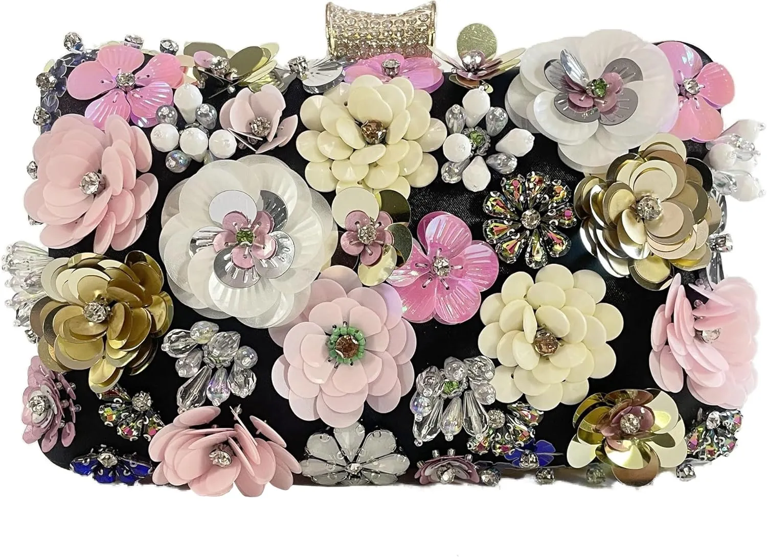 Flower Clutch Purse for Women- Elegant Evening Bag for Wedding Brides & Party, Beaded Formal Wristlet Purses