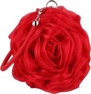 Flower Clutch Purse Small Evening Bag Sweet Wristlets Handbag Wedding Clutch Bag, Red