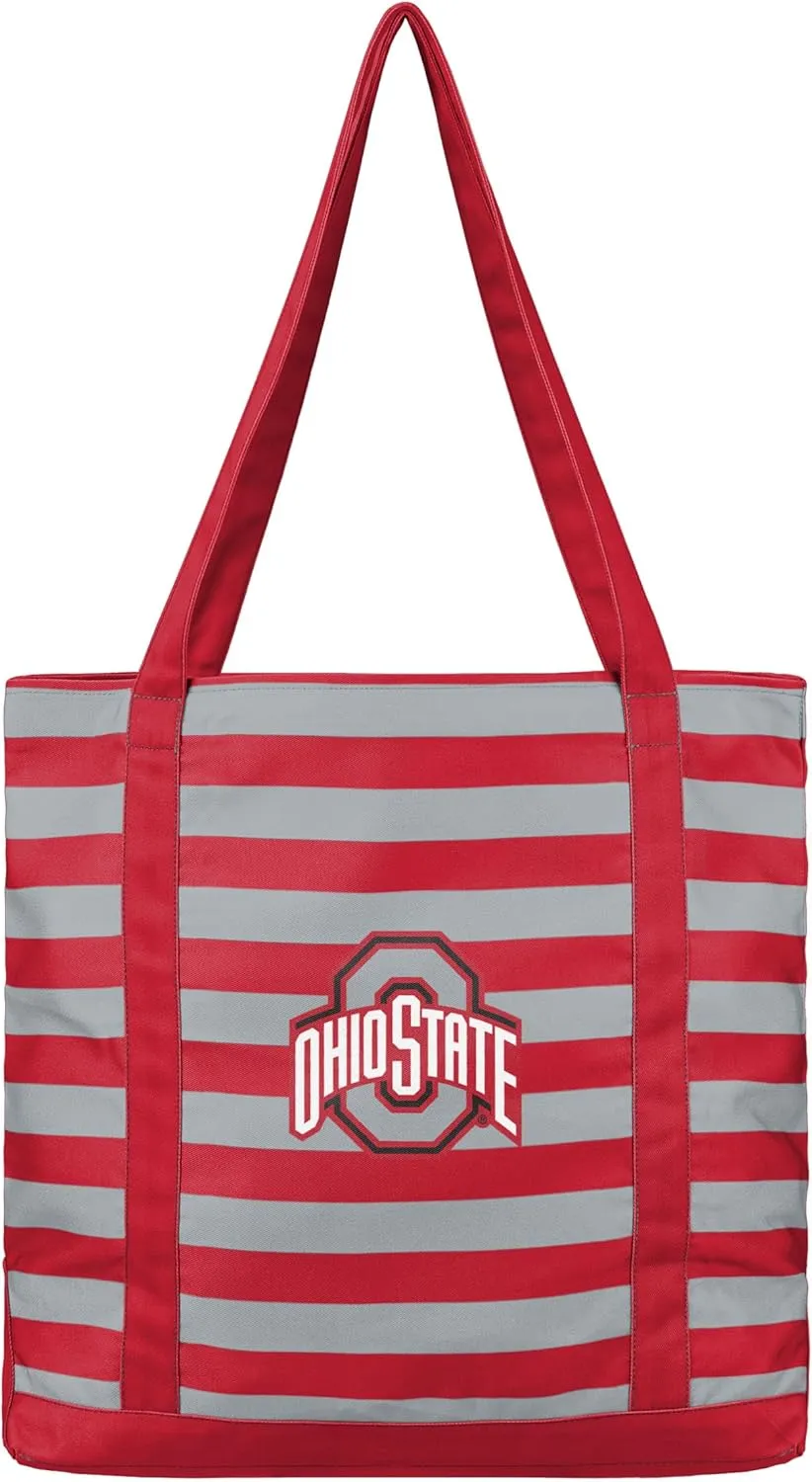 FOCO NCAA College Team Logo Stripe Canvas Tote Bag