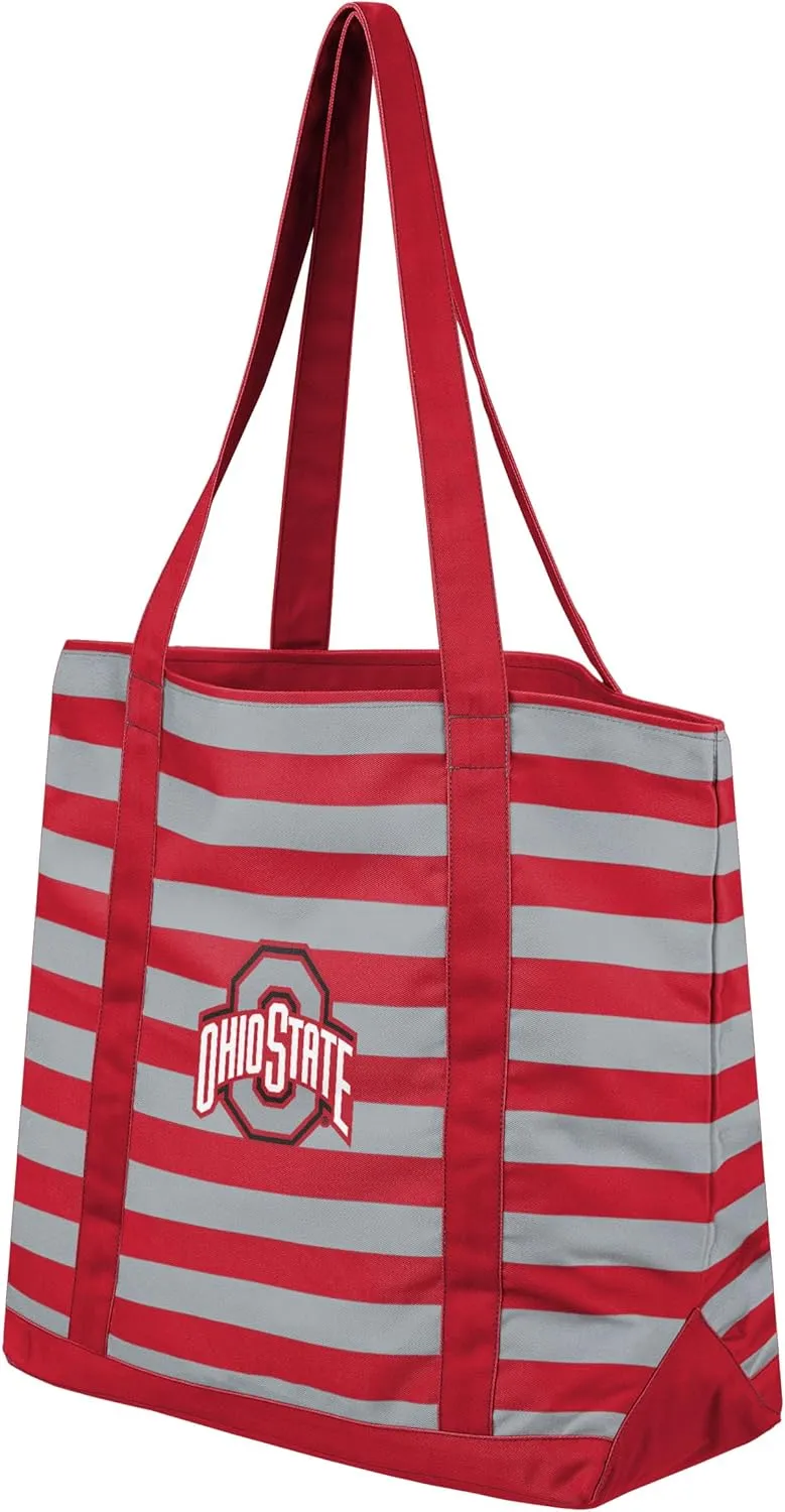 FOCO NCAA College Team Logo Stripe Canvas Tote Bag