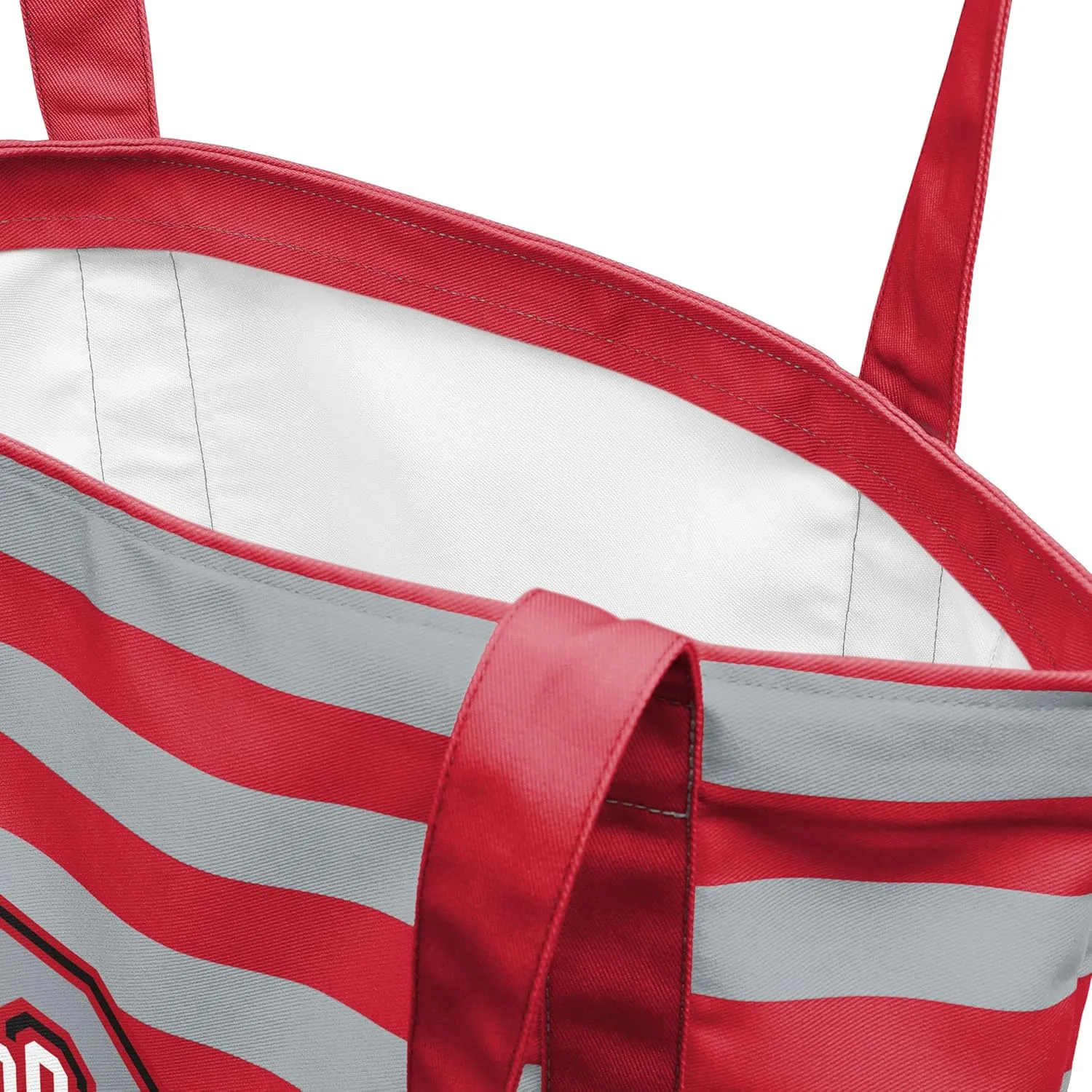 FOCO NCAA College Team Logo Stripe Canvas Tote Bag