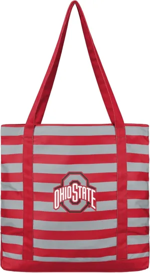 FOCO NCAA College Team Logo Stripe Canvas Tote Bag