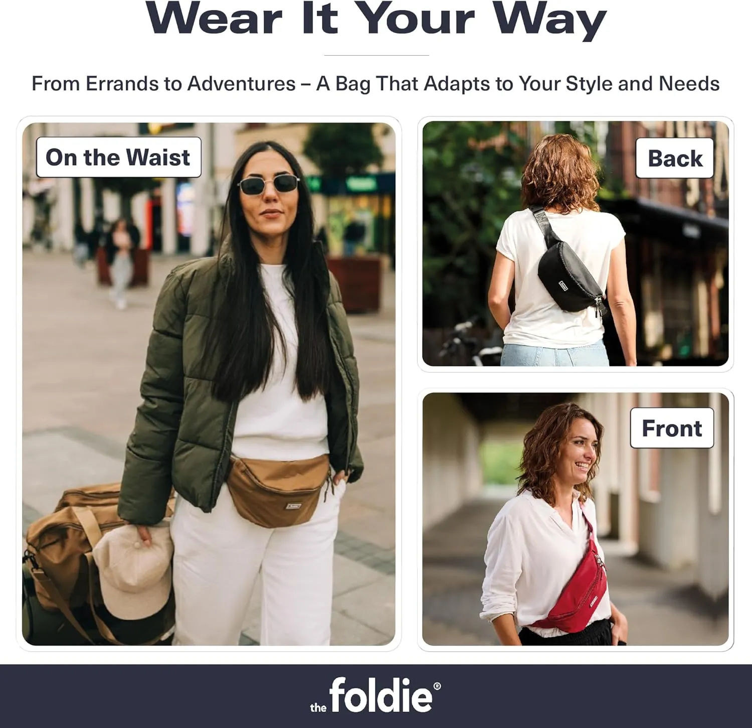 Foldable Crossbody Bags for Women & Men - Anti-Theft RFID-Safe Fanny Pack with Smart Lockable Zippers and Cut-Resistant Strap - Lightweight Waist Pack for Travel & Everyday Use - Grey