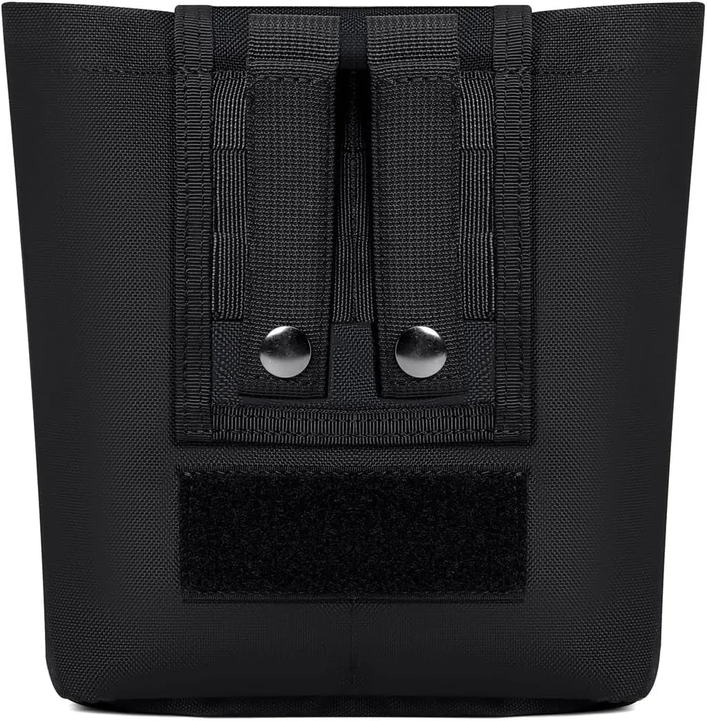 Folding Dump Pouch for Duty/Battle/Range Belt Roll Up MOLLE Magazine Drop Pouch Drawstring Open Mag/Tool Recovery Waist Bag Utility Storage Pack for Hunting Shooting