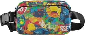 Football Colorful Sports Fashionable Running Belt Bag Waist Pack for Women Men Large Capacity with Adjustable Strap for Shopping Sports Work mariconeras de cintura para