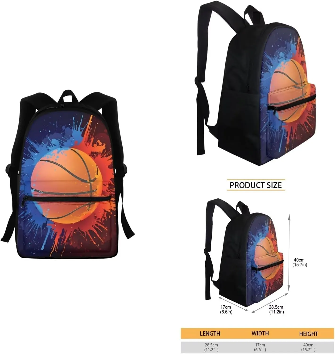 FOR U DESIGNS Fire Basketball Printed Boys School Backpacks Travel Rucksack Book Bag