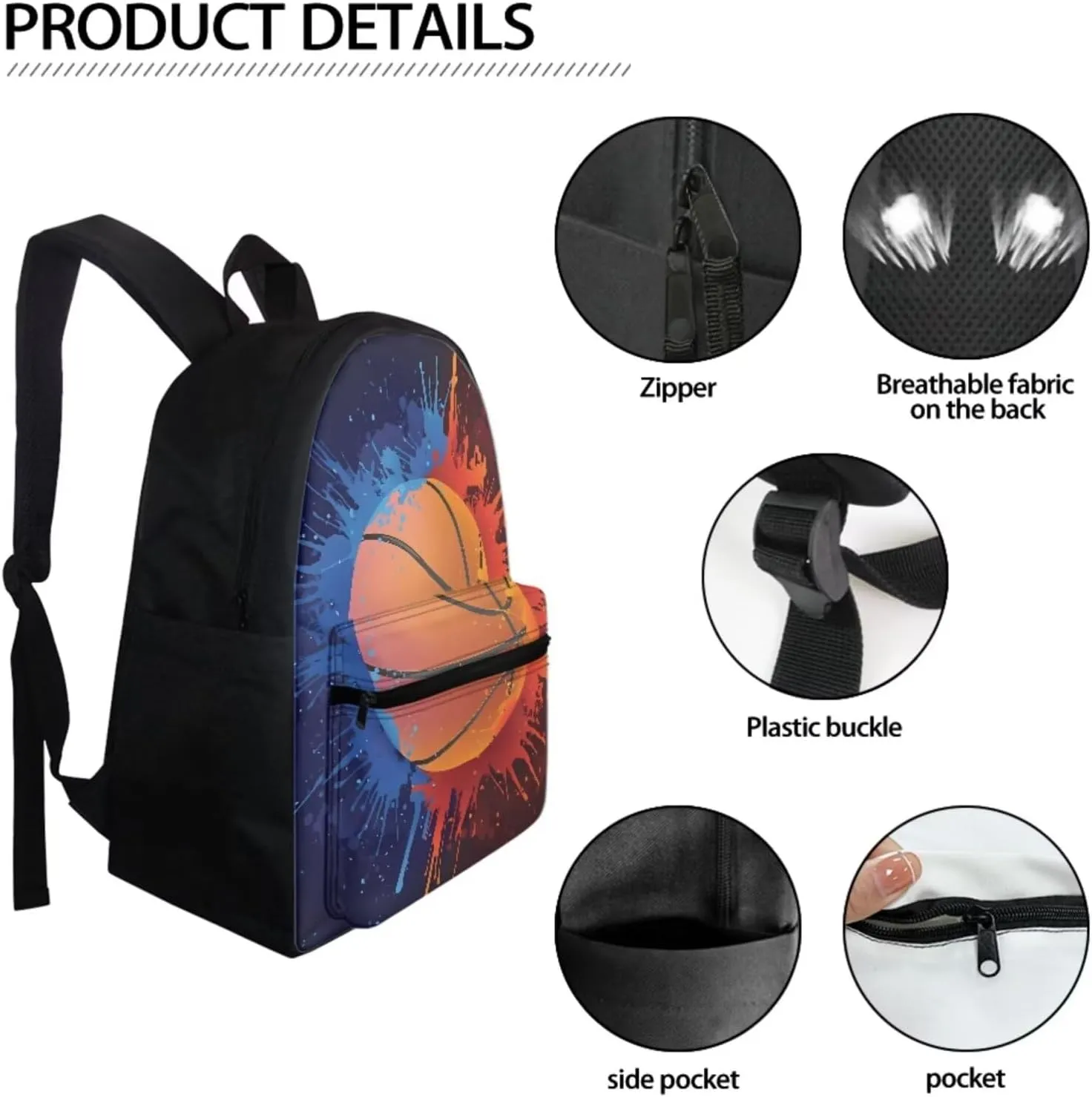FOR U DESIGNS Fire Basketball Printed Boys School Backpacks Travel Rucksack Book Bag