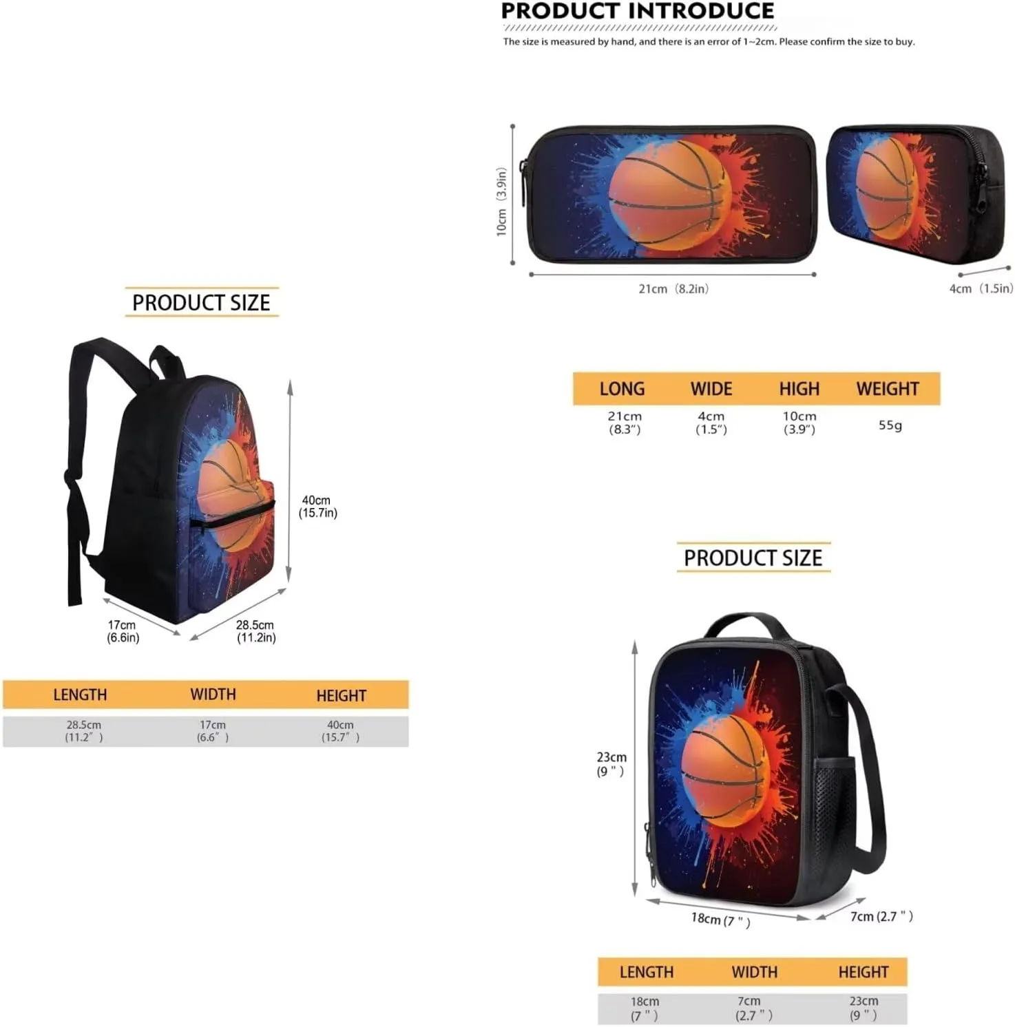 FOR U DESIGNS Fire Basketball Printed Boys School Backpacks Travel Rucksack Book Bag
