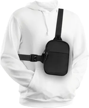 FORZAROCKET Slim Sling Bag - Anti-Theft Crossbody Bag w/Extended Strap 61" - Compact & Lightweight Fanny Pack w/Long Strap for Women Men - Multiple Compartments w/Durable Zippers (Black)