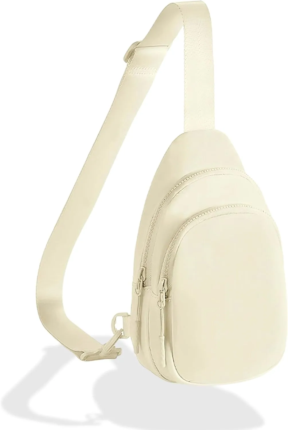 FORZAROCKET Sling Bag Double Compartment w/Long Strap 70" - Crossbody Bag w/Extended Strap - Women Men Fanny Pack - Two-way Durable Zipper - Compact Sling Backpack - Plus Size Friendly, Off White