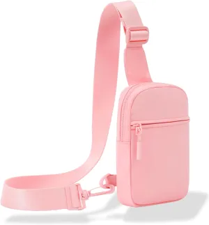 FORZAROCKET Ultralight Sling Bag w/Long Strap 70" – Small Crossbody Bag w/Extended Strap – Women Men Fanny Pack w/Anti-Theft Pocket – Two-Way Durable Zipper – Travel & Plus Size Friendly, Pink