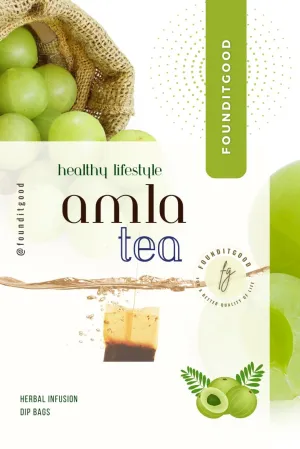 FounditGood Amla Tea (Phyllanthus emblica/Indian gooseberry) | 100% Natural Herbal Tea | Rich in Vitamin C & Antioxidants | Nature’s Nectar for Immunity, Detox & Well-being | 60 Dip Tea bags