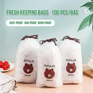 Fresh Keeping Bags, Plastic Sealing Bags Food Cover, Universal Kitchen Wrap Seal Fresh Keeping Caps Fresh Keeping Bags Covers,Plastic Stretchable Food Covers for Leftover And Meal Prep (300PCS)