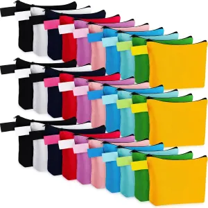 Frienda 40 Pack Canvas Makeup Bags Bulk Cosmetic Bags with Bottom Travel Canvas Zipper Pouch Multi Purpose Blank for Women Purse Toiletry Pencil DIY Craft, 10 Colors(7.4 x 5.1 x 1.7 Inch)