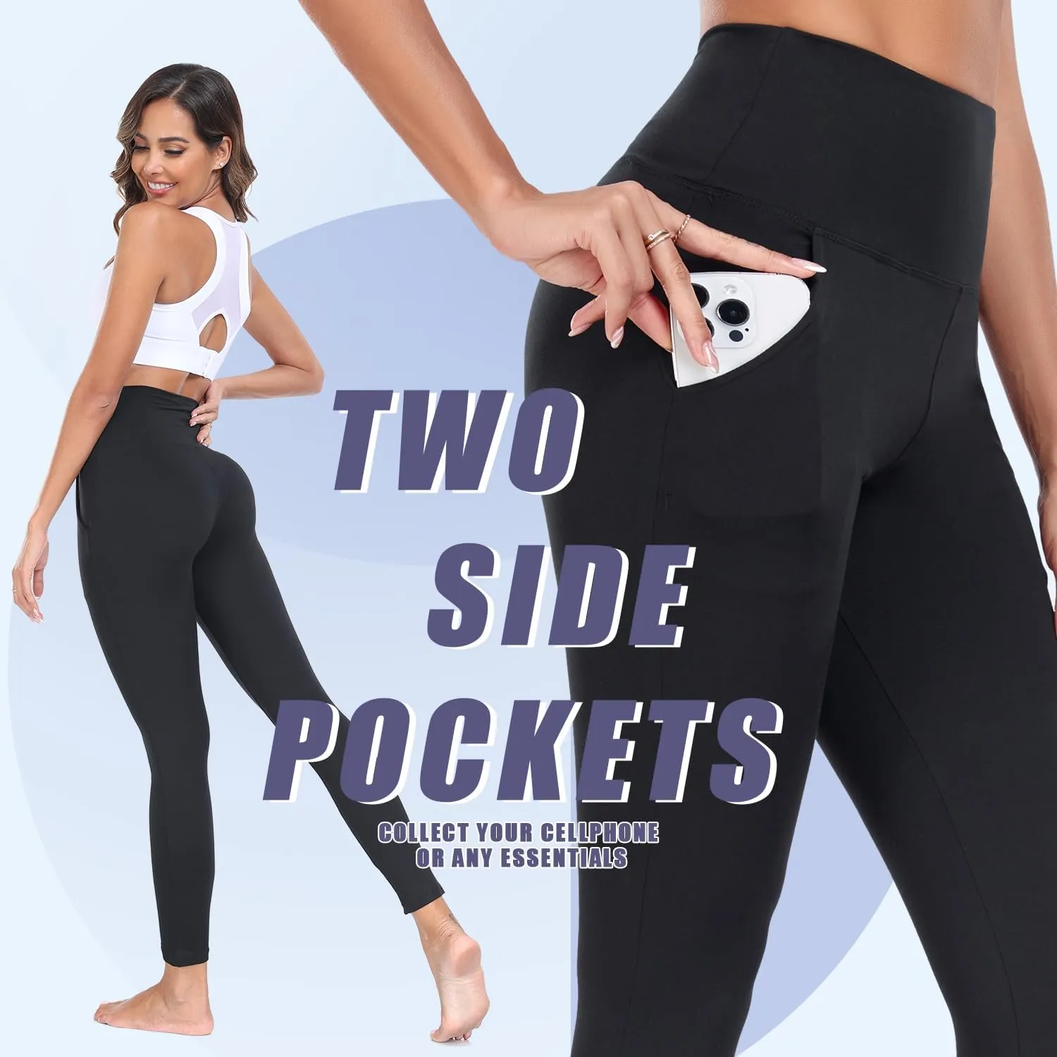 FULLSOFT 4 Pack Leggings with Pockets for Women,Soft High Waisted Tummy Control Workout Yoga Pants