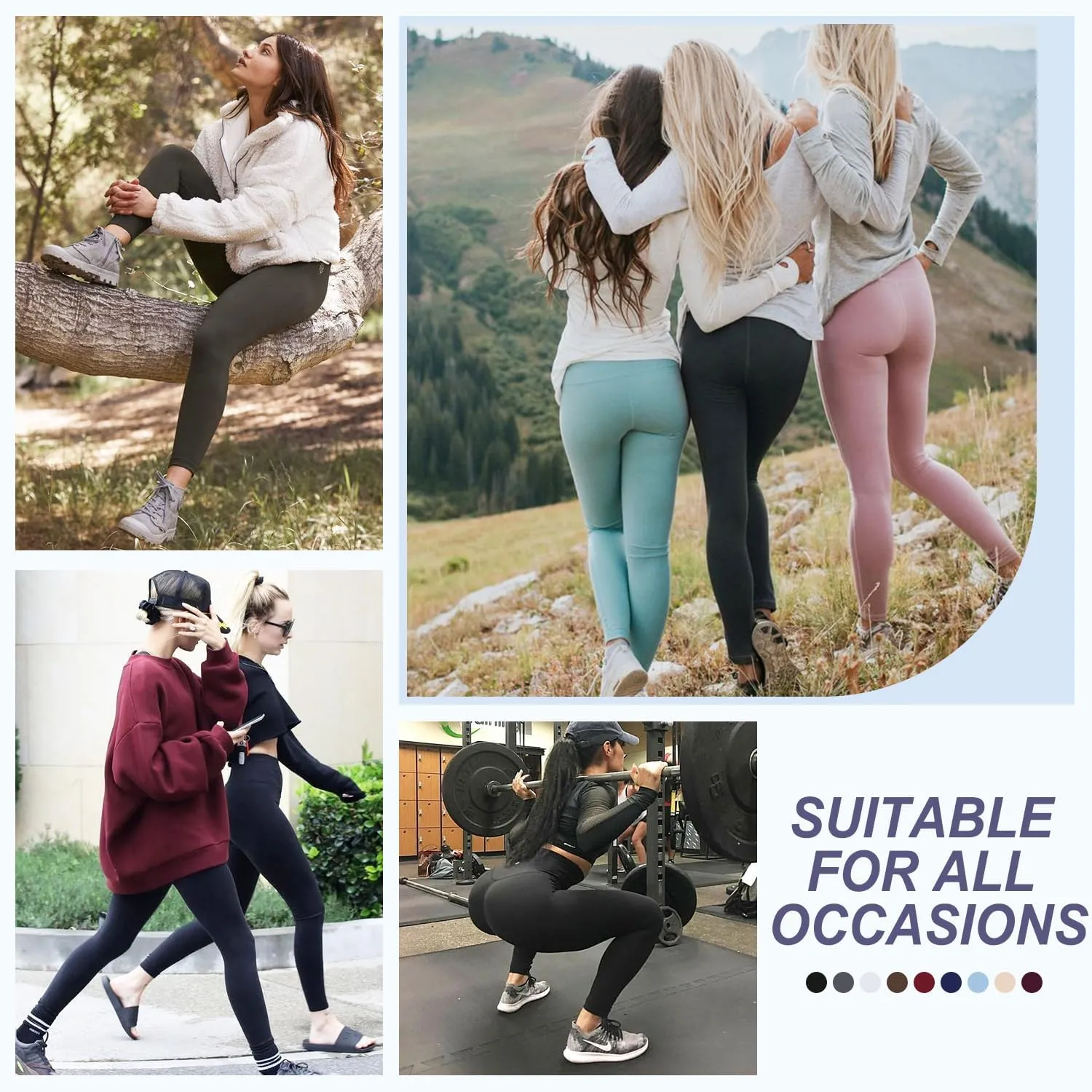 FULLSOFT 4 Pack Leggings with Pockets for Women,Soft High Waisted Tummy Control Workout Yoga Pants