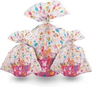 Fun Express Jumbo Cellophane Bags for Gift Baskets - Set of 12 Cellophane Bags for All Your Easter Needs - Elevate Your Gift Presentation with Style - Secure Your Baskets, Easter Elegance