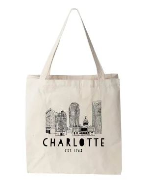 Funny Tote Bag Charlotte, NC Screen Printed Canvas Tote Bag