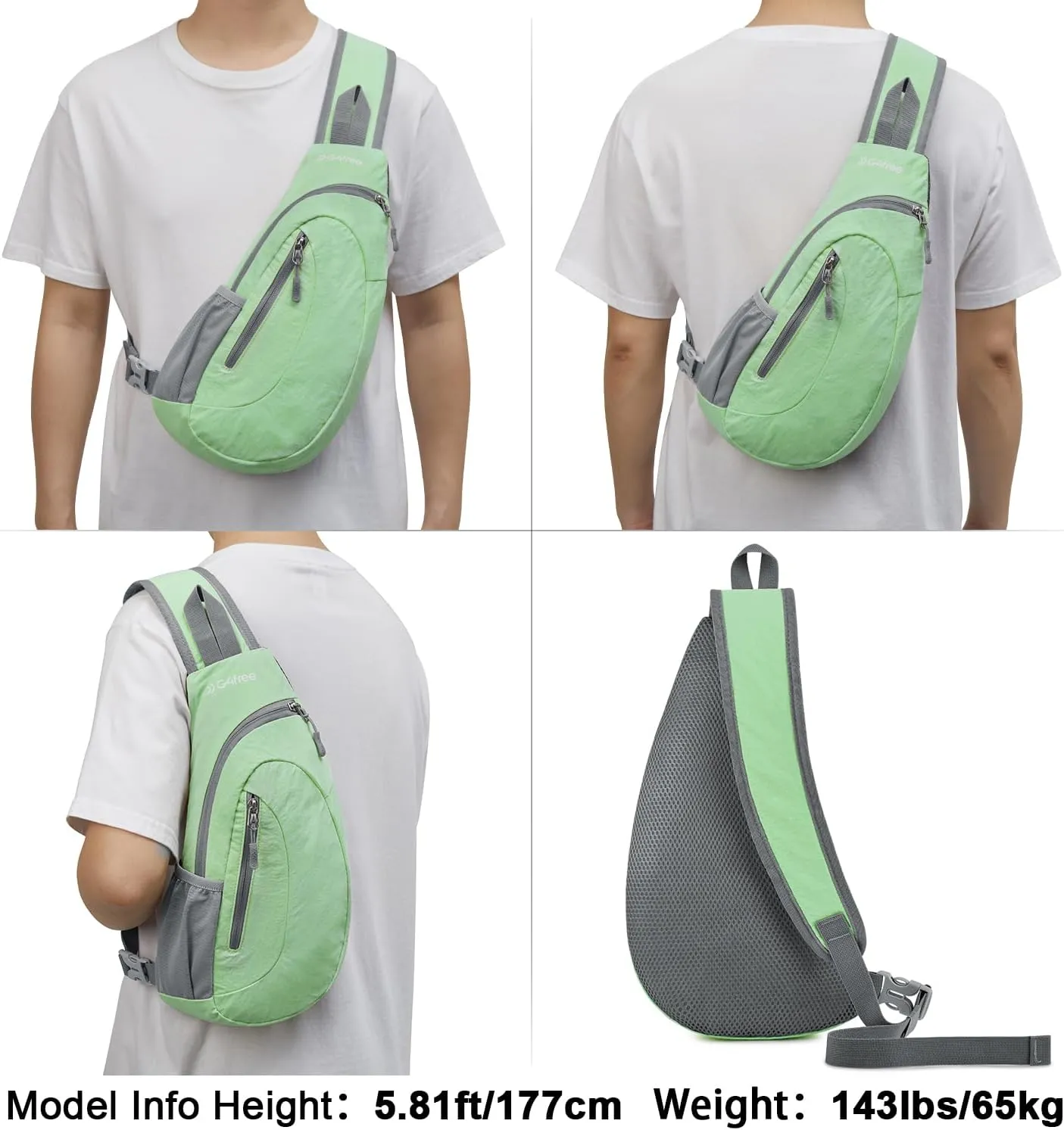 G4Free Sling Bags Men and Women Shoulder Backpack Small Crossbody Chest Sling Backpack (Light Green)