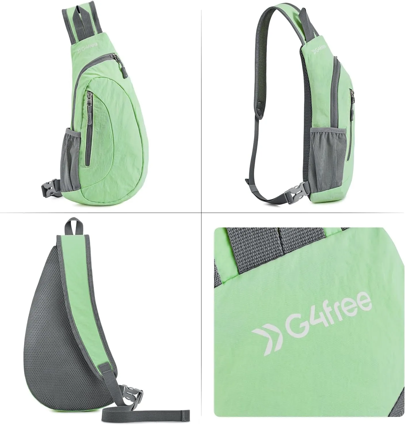 G4Free Sling Bags Men and Women Shoulder Backpack Small Crossbody Chest Sling Backpack (Light Green)