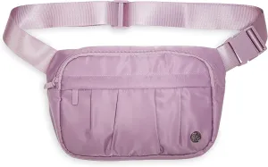 Gaiam Fanny Pack Running Belt Bag - Out & About Waist Pack Cell Phone Holder Exercise Gym Slim Zipper Workout Pouch Jogging Bag, Multi Pocket, Adjustable, Walking, Runner Accessories Women