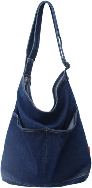 Gatuida Denim Tote Handbag Cross Body Shoulder Purse Bag with Adjustable Shoulder Strap Casual Denim Handbags for women