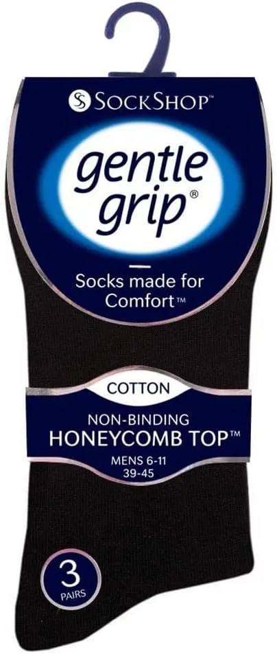 Gentle Grip - 6 Pairs Mens non elastic diabetic socks 7-12