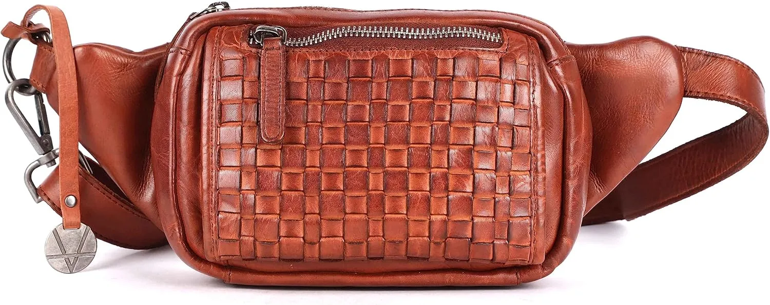 Genuine Leather Waist Bag Unisex, Waist Bag for Travel Trendy Casual Travelling Essentials Kept Bag Stylish, Durable, and Secure Travel Companion(VL-094-COGNAC)