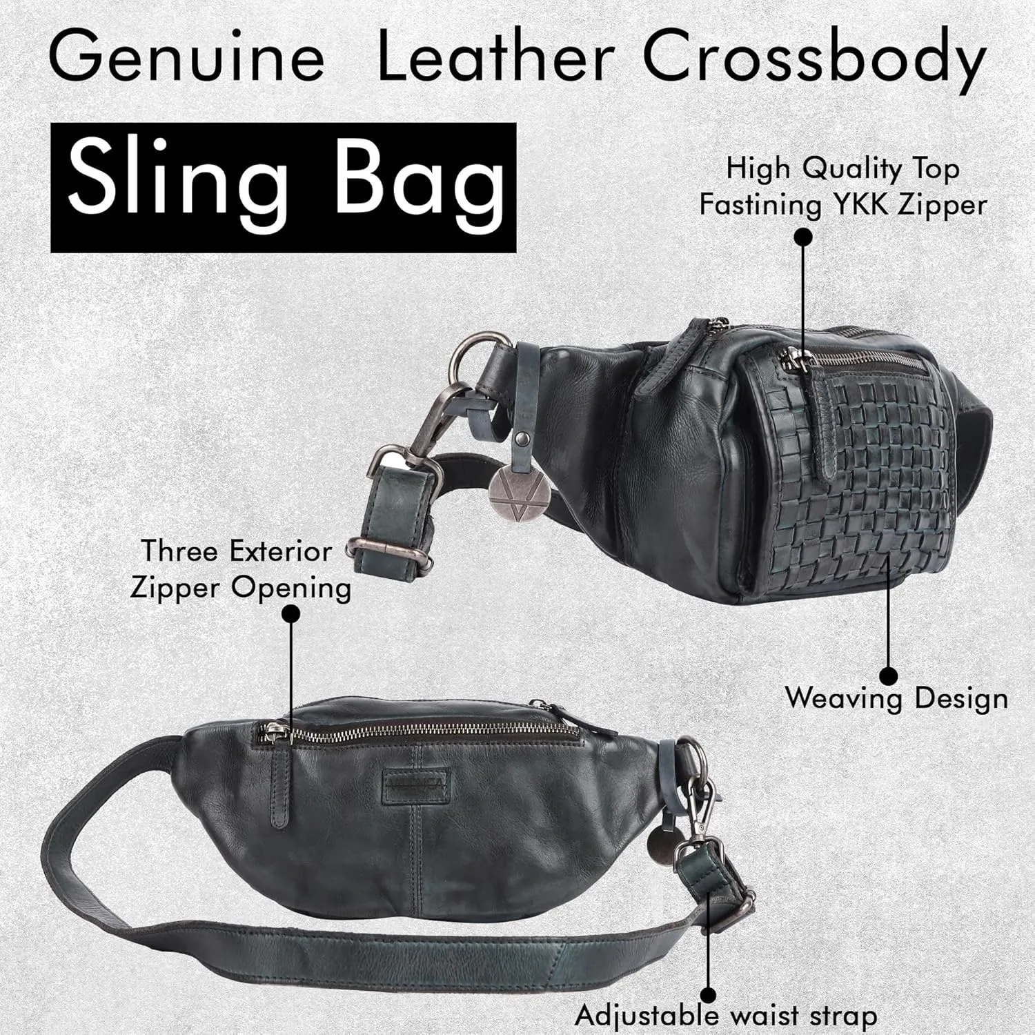 Genuine Leather Waist Bag Unisex, Waist Bag for Travel Trendy Casual Travelling Essentials Kept Bag Stylish, Durable, and Secure Travel Companion(VL-094-GREY)