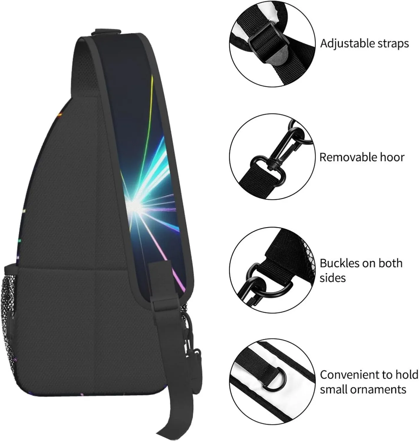 GeRRiT Laser Light Print Small Backpack Sling Bag For Women Men, Chest Bag Daypack Crossbody For Travel Sport