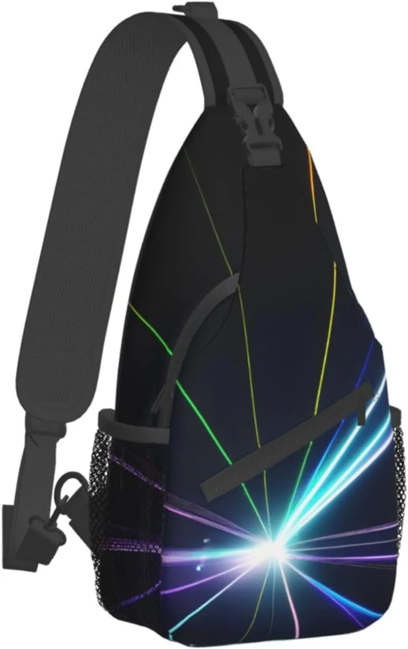 GeRRiT Laser Light Print Small Backpack Sling Bag For Women Men, Chest Bag Daypack Crossbody For Travel Sport