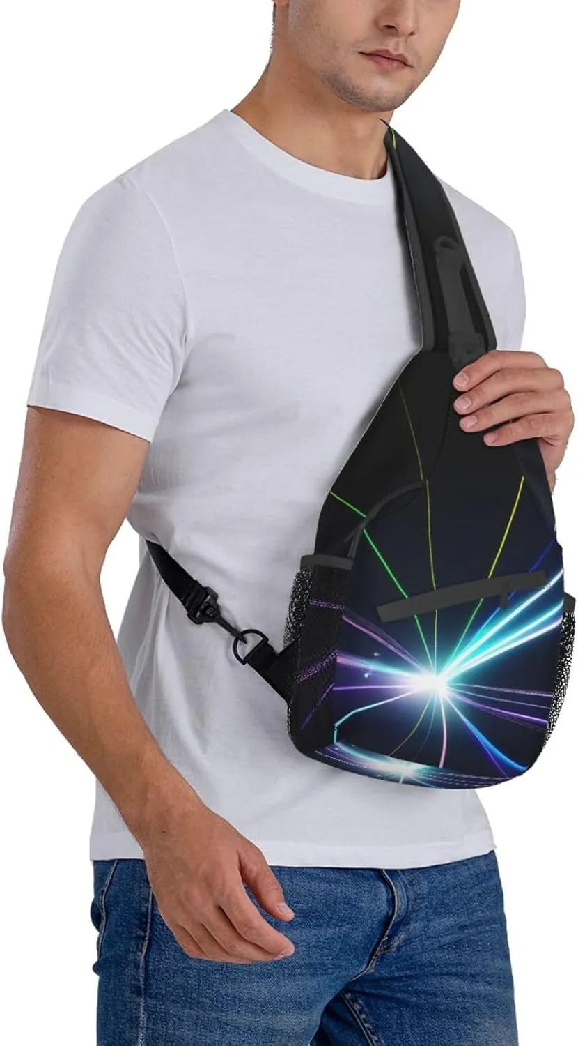 GeRRiT Laser Light Print Small Backpack Sling Bag For Women Men, Chest Bag Daypack Crossbody For Travel Sport