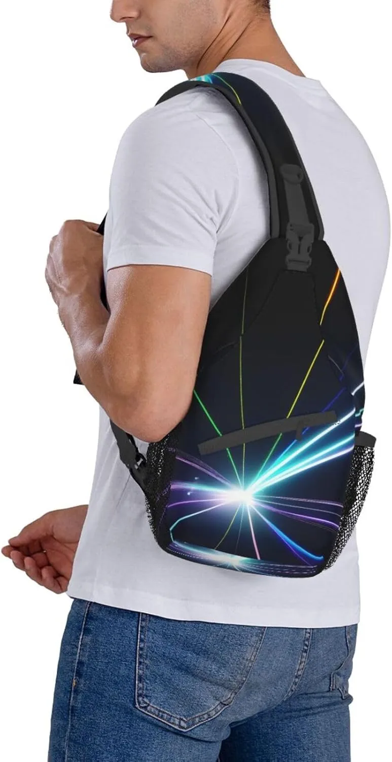 GeRRiT Laser Light Print Small Backpack Sling Bag For Women Men, Chest Bag Daypack Crossbody For Travel Sport