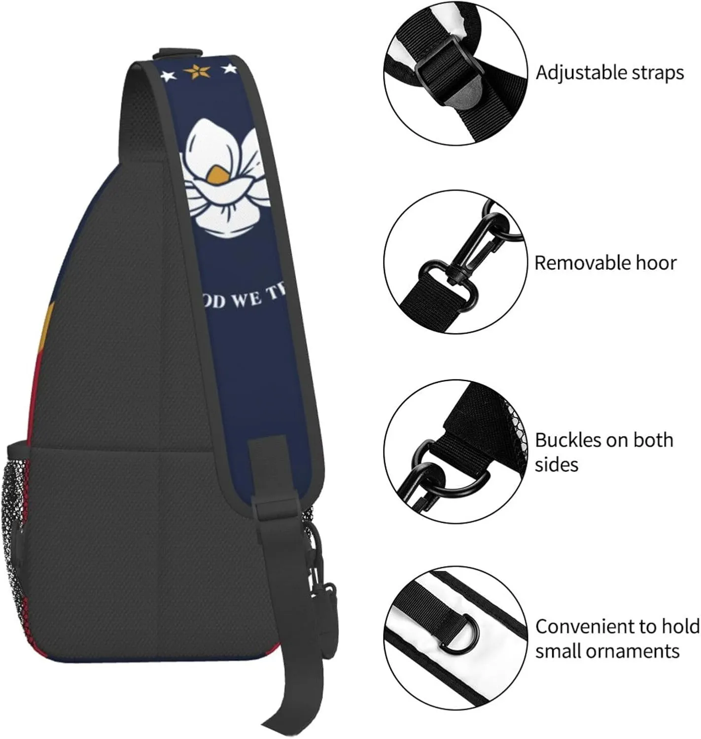 GeRRiT Mississippi State Flag Print Small Backpack Sling Bag For Women Men, Chest Bag Daypack Crossbody For Travel Sport, SB-122
