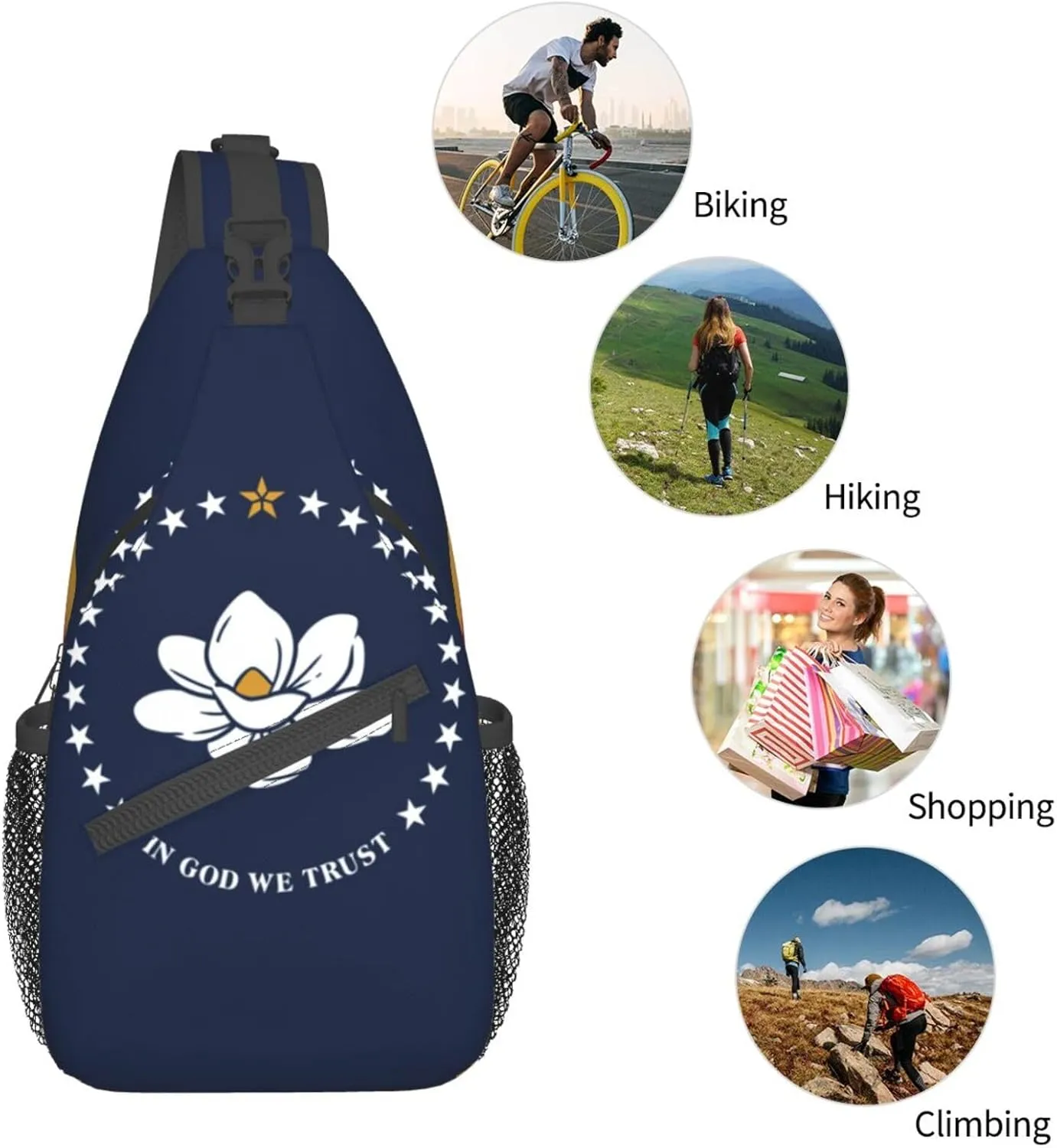 GeRRiT Mississippi State Flag Print Small Backpack Sling Bag For Women Men, Chest Bag Daypack Crossbody For Travel Sport, SB-122