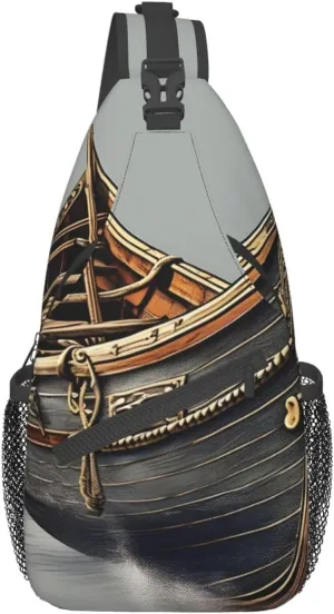 GeRRiT Old Viking Boats Print Small Backpack Sling Bag For Women Men, Chest Bag Daypack Crossbody For Travel Sport, SB-122