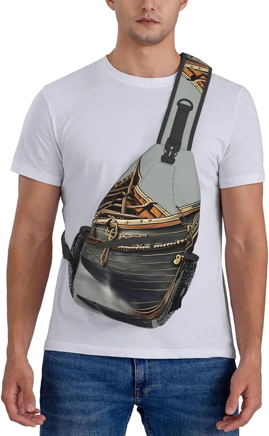 GeRRiT Old Viking Boats Print Small Backpack Sling Bag For Women Men, Chest Bag Daypack Crossbody For Travel Sport, SB-122