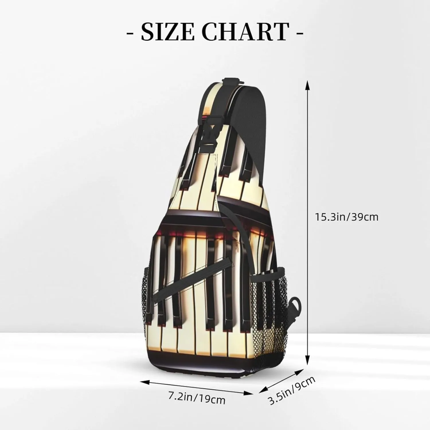 GeRRiT Piano Keys With Musical Notes Print Small Backpack Sling Bag For Women Men, Chest Bag Daypack Crossbody For Travel Sport
