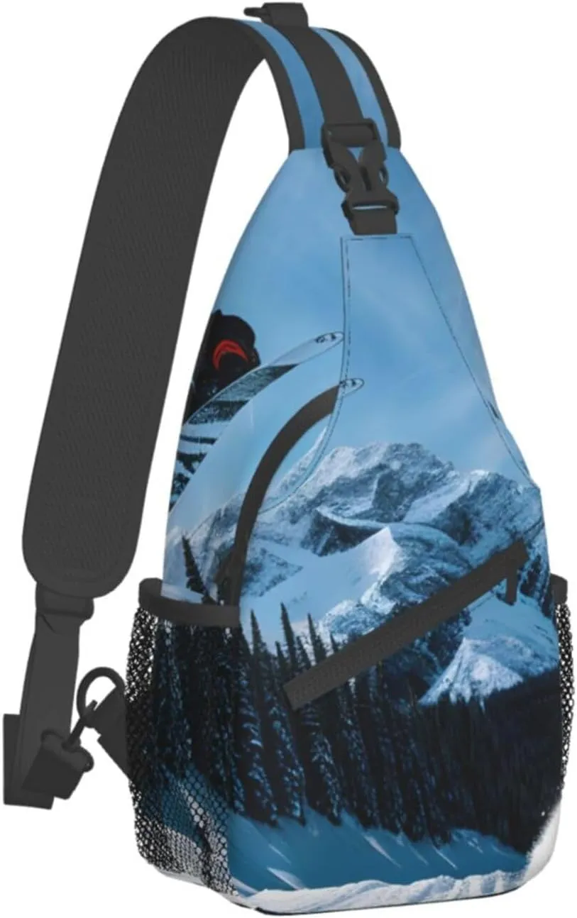 GeRRiT Snowboarding Print Small Backpack Sling Bag For Women Men, Chest Bag Daypack Crossbody For Travel Sport, SB-122