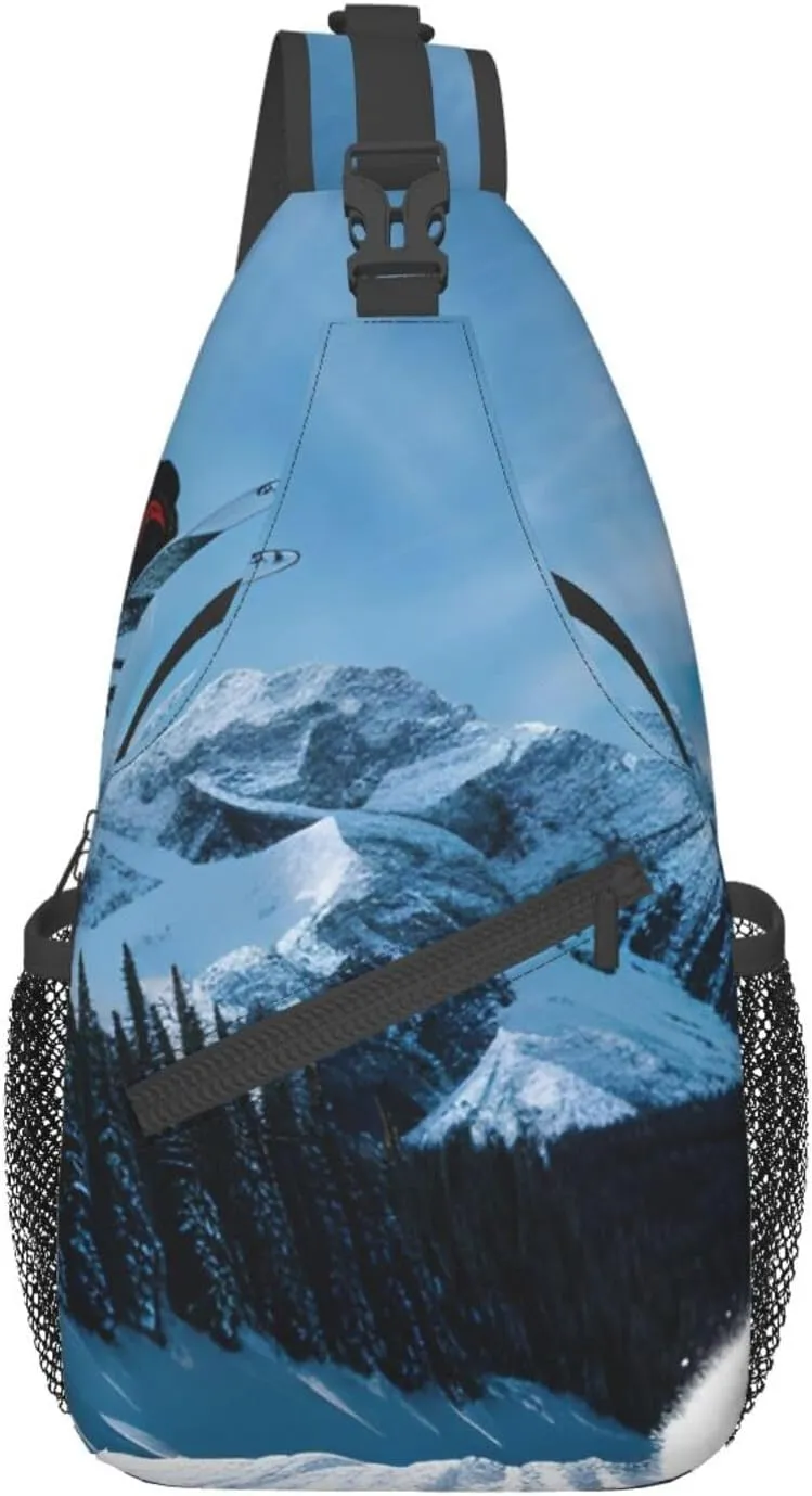 GeRRiT Snowboarding Print Small Backpack Sling Bag For Women Men, Chest Bag Daypack Crossbody For Travel Sport, SB-122