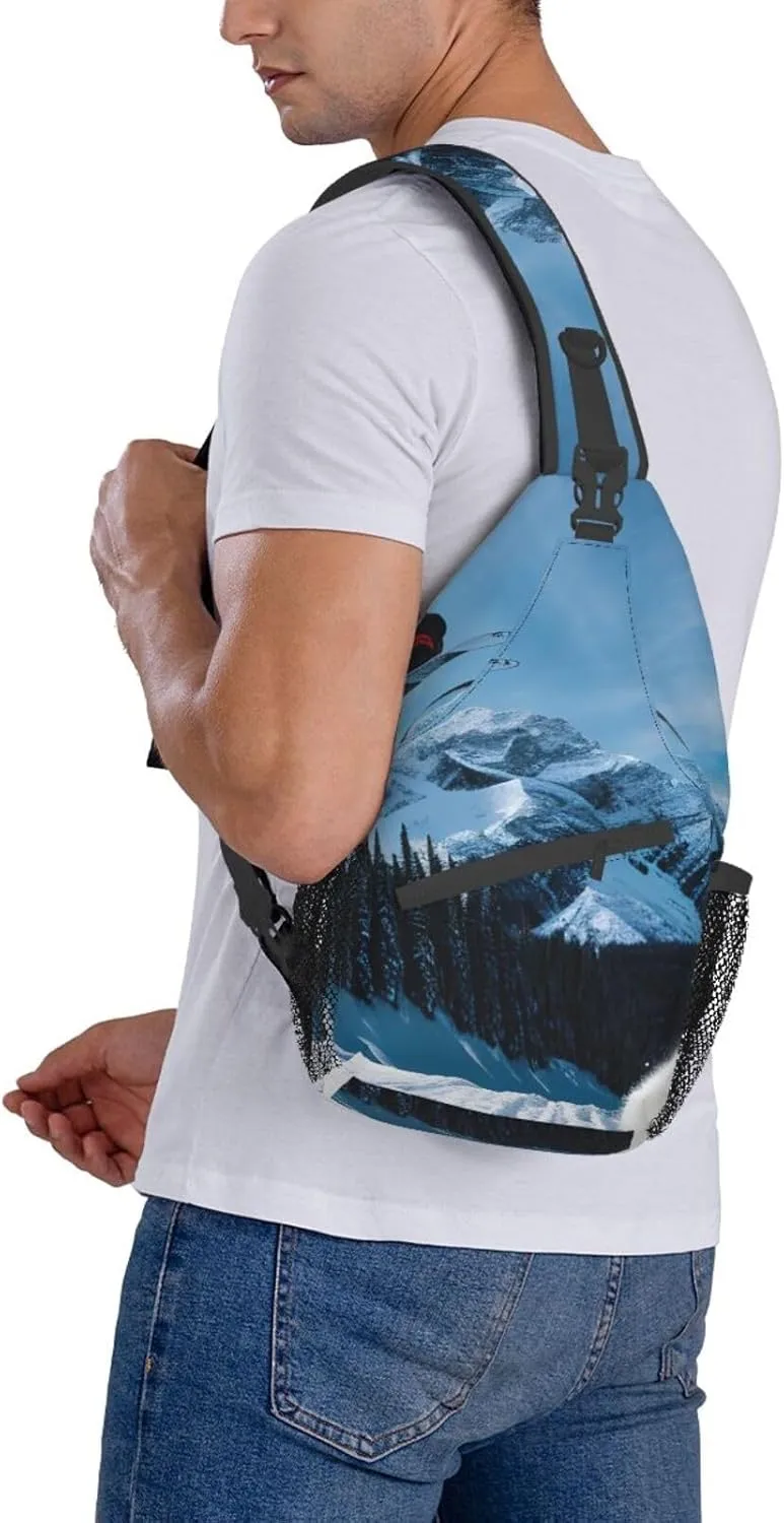 GeRRiT Snowboarding Print Small Backpack Sling Bag For Women Men, Chest Bag Daypack Crossbody For Travel Sport, SB-122