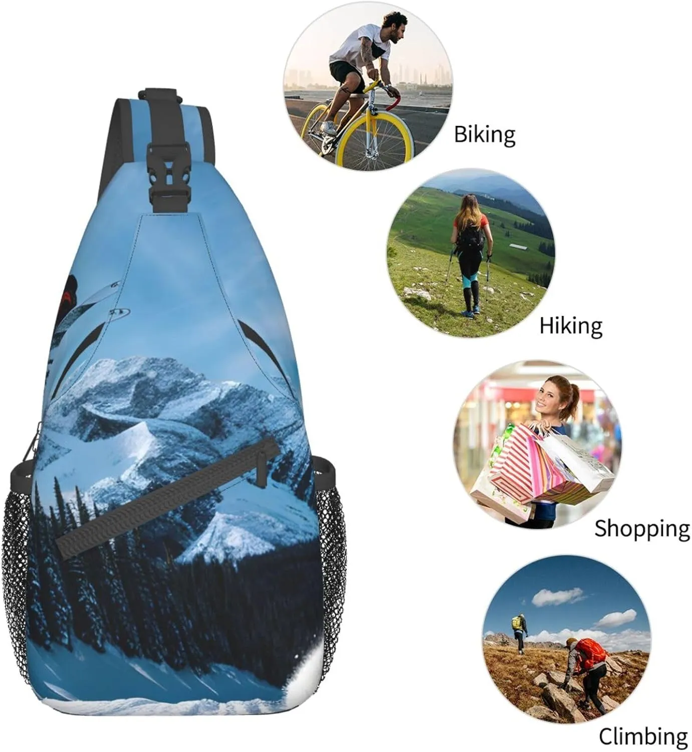 GeRRiT Snowboarding Print Small Backpack Sling Bag For Women Men, Chest Bag Daypack Crossbody For Travel Sport, SB-122