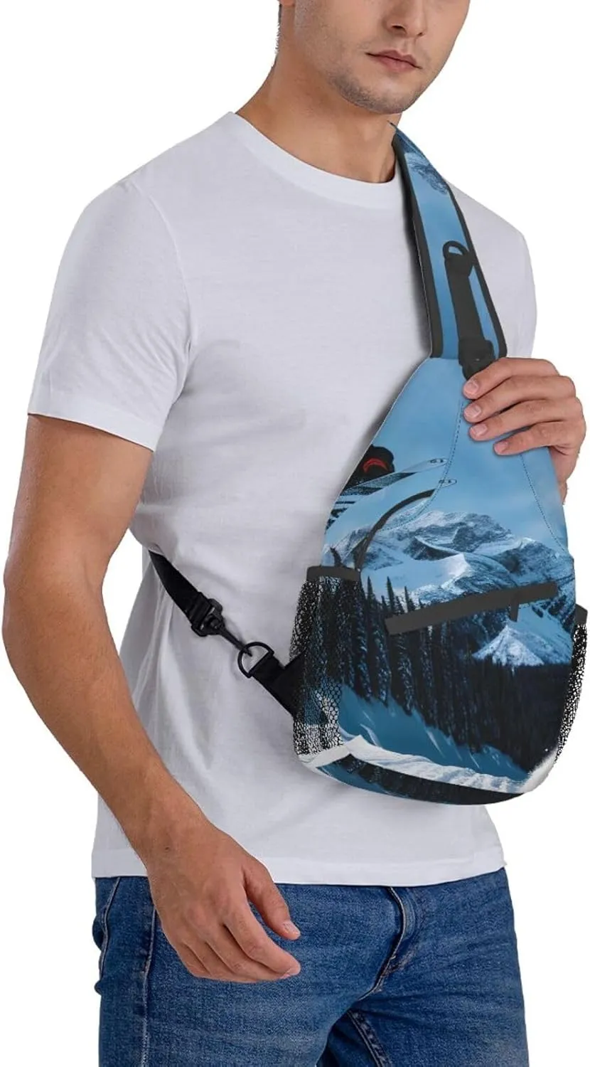 GeRRiT Snowboarding Print Small Backpack Sling Bag For Women Men, Chest Bag Daypack Crossbody For Travel Sport, SB-122