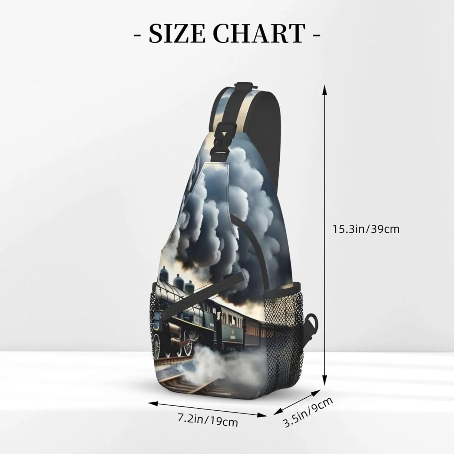 GeRRiT Steam Train Clouds Print Small Backpack Sling Bag For Women Men, Chest Bag Daypack Crossbody For Travel Sport