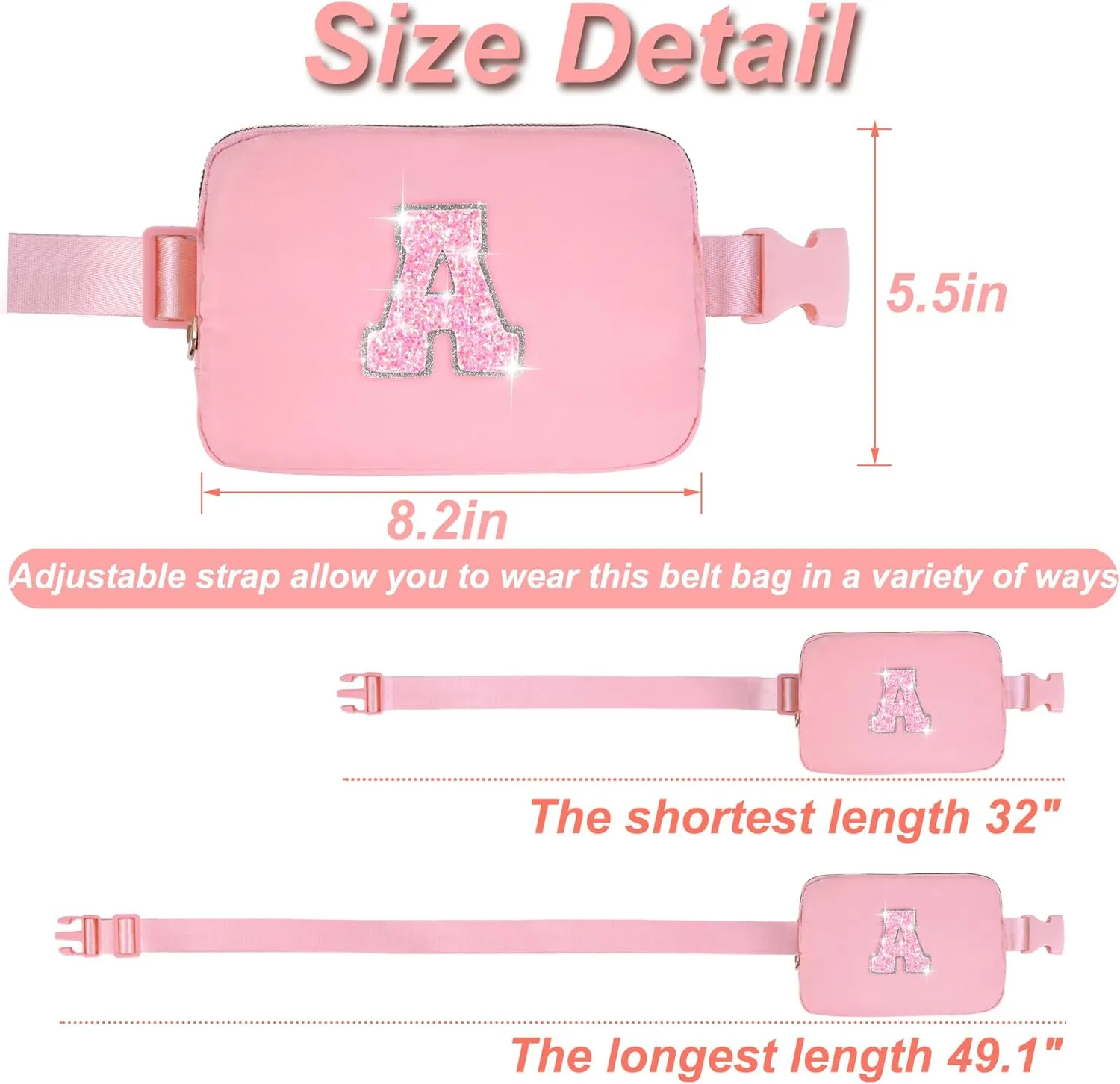 Gifts for Girls 3 4 5 6 7 8 9 10 11 12 Year Old Teens Kids Daughter Sister Gifts for Women Her - Fanny Pack Crossbody Bag Purse Cute Stuff for Girls Women Teen Trendy Belt Bags | A,Peach Bag
