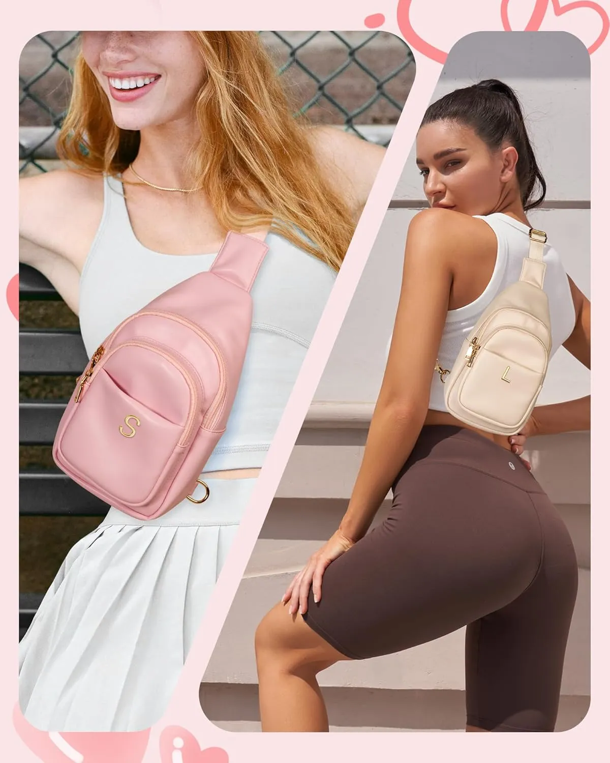Gifts for Teen Girls Women, Initial Crossbody Sling Bag, Travel Purse for Girls, Cute Teen Girl Gifts Trendy Stuff